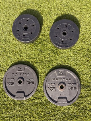 4 Discos de Pesas 2 de 10kg y 2 de 5kg
