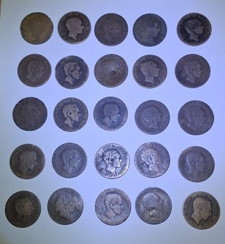 Lote de 25 monedas de 10 céntimos Alfonso XII