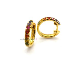 pendientes oro 18k con piedra con circonita,esmeralda,rubi