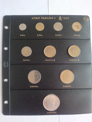 Hoja Pardo Completa Pesetas 1997 + Moneda 2000