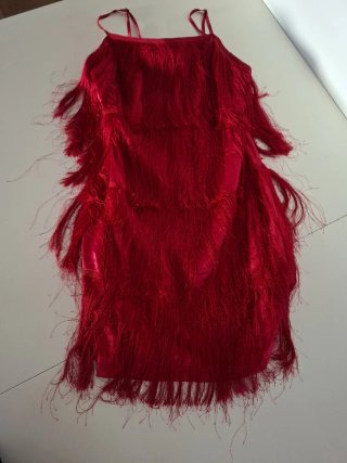 Vestido de flecos rojo