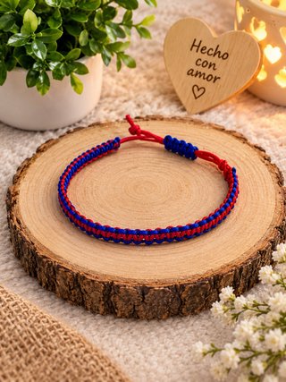 Pulsera trenzada roja y azul