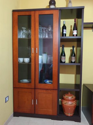 Mueble de Salón con Vitrina y Estantería