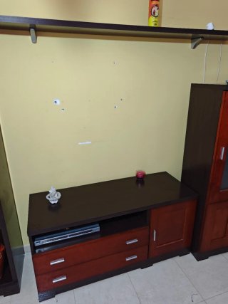 Mueble de Salón con Vitrina y Estantería