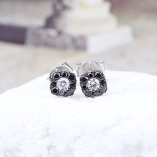 Pendientes Roseta Diamantes Negros e Incoloros