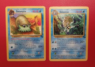 Cartas Pokémon Omanyte y Omastar fósil
