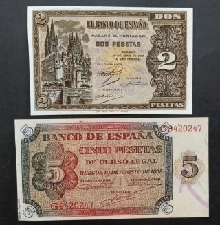 2 Reproducciones de Billetes Banco de Burgos