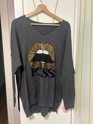 Jersey Gris Oversize Estampado
