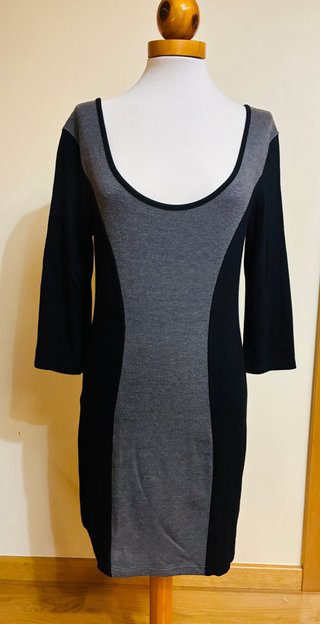 Vestido bicolor negro y gris