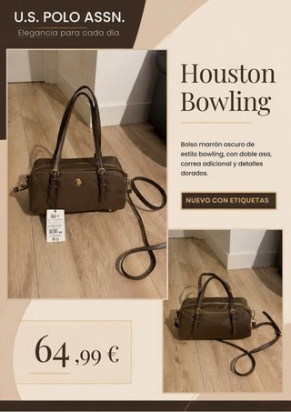 Bolso U.S. Polo Assn. Houston Bowling Marrón