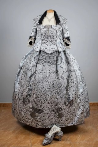 Traje de Fallera Plateado y Negro