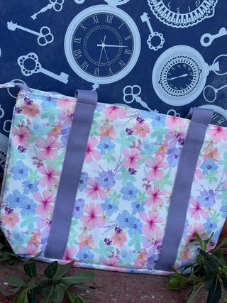 Bolso de tela floral + Neceser+cartera+botella