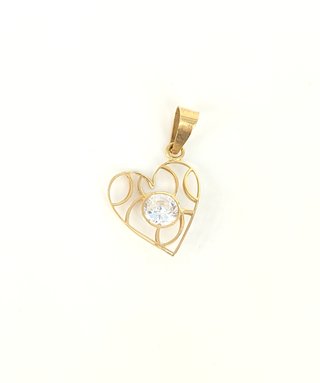 Colgante Corazon oro de 18k circonita, 0.39 g.