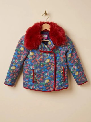 Abrigo de Niña marca  rosalita Estampado con Cuell