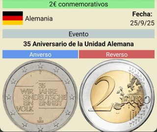Moneda 2€ Conmemorativa Alemania 2025
