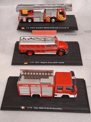 Set de 3 Camiones de Bomberos Metálicos 1:72