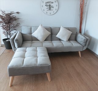Sofá Cama New María Gris. Terciopelo. ¡EN REBAJA!