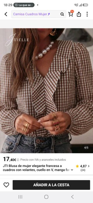 Blusa Shein de Cuadros con Volantes