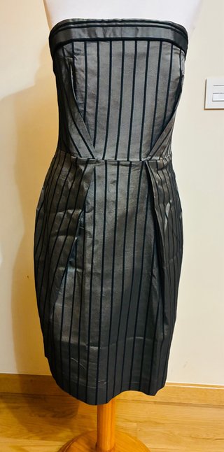 Vestido elegante gris y negro