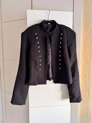 Cazadora Estilo Militar Negra Talla M