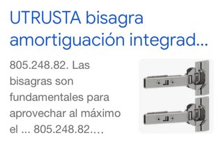 Pack 2 Bisagras UTRUSTA con Amortiguación