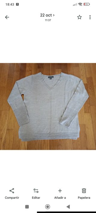Jersey fino cuello pico Gris claro