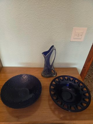 Set de 3 Piezas Decorativas de Cristal Azul