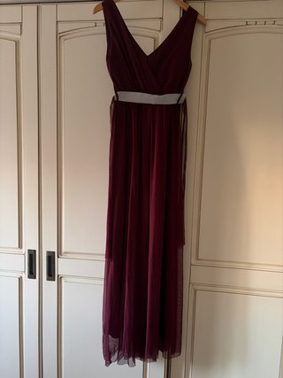 Vestido largo de fiesta granate
