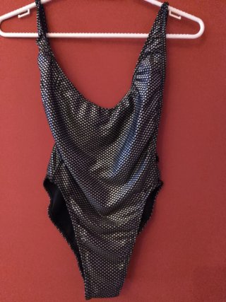 Bañador Brasileño Negro con Estrellas Plateadas