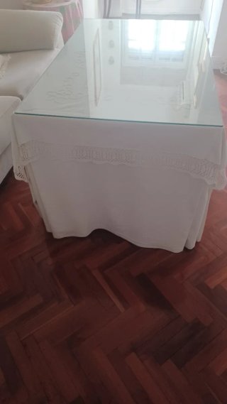 Mesa de camilla rectangular con cristal