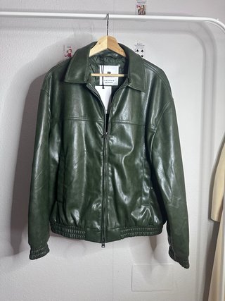 Cazadora Hombre Piel Sintética Verde Pull & Bear M