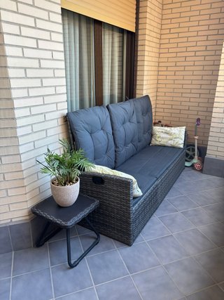 Sofá de Exterior de Ratán Gris