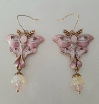 Pendientes Barrocos Mariposa Esmaltada Rosa