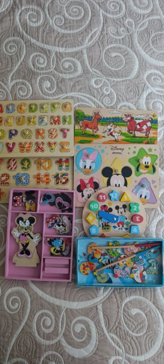 Lote de 7 Juguetes Educativos de Madera