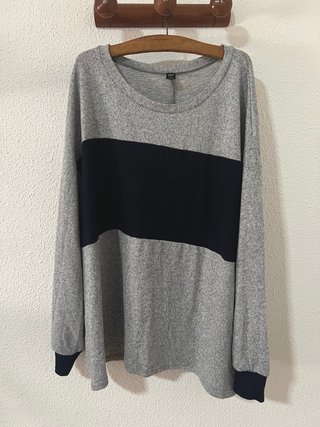 SHEIN Curve Jersey fino 4XL Gris y azul mujer