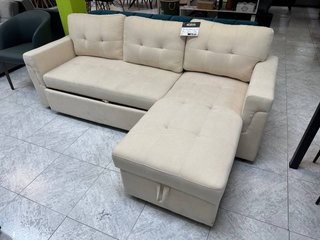 Sofá Rinconera Beige con Cama y Arcón