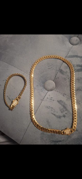 Conjunto Collar y Pulsera Chapado Oro 14K