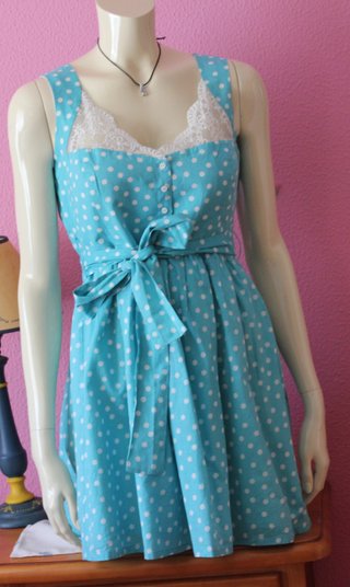 Vestido Retro Lunares Turquesa. Poete