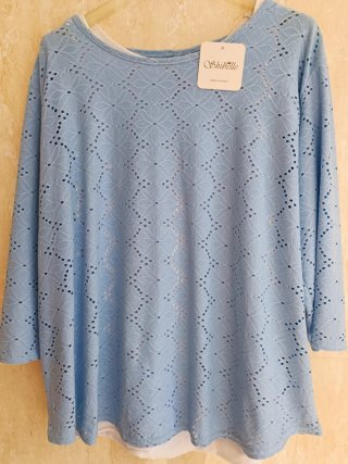 Blusa Shibelle Azul Manga Trescuartos