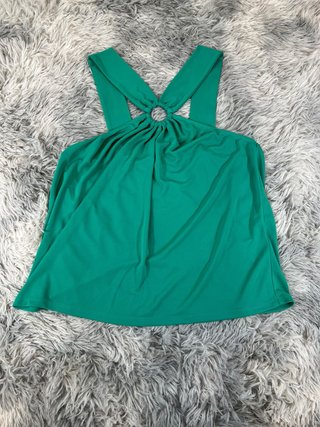 Top Verde Anilla Escote Halter Tirantes Verano