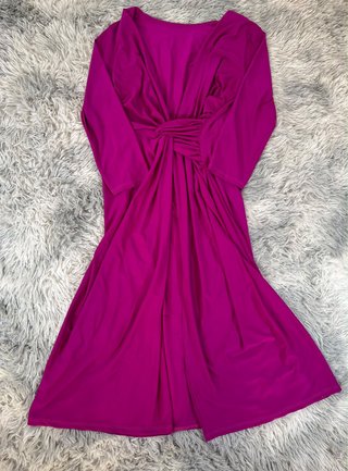 Vestido Púrpura Nudo Cintura Fruncido Fiesta