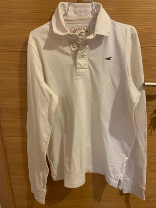 Sudadera tipo polo Hollister blanca Talla L