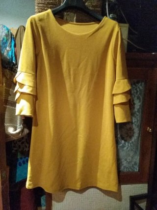 Vestido Mostaza Media Manga
