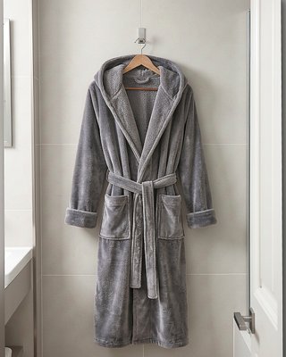 Albornoz Gris Talla XL Capucha Mujer