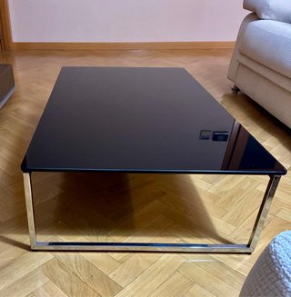 Mesa de centro de diseño, vidrio negro