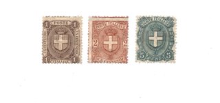 3 Francobolli Regno d'Italia Stemmi 1896