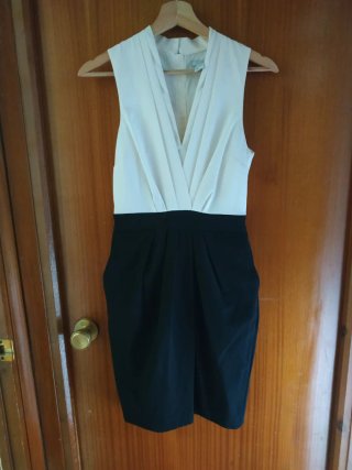 Vestido bicolor blanco y negro
