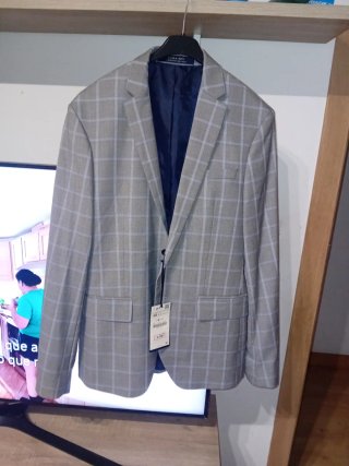 Americana Zara Man Gris Cuadros