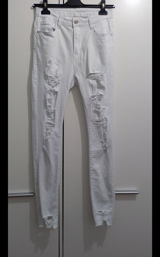 Pantalón Vaquero Blanco Roto