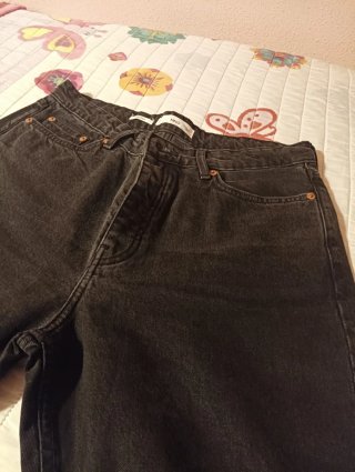 Pantalón Largo Vaquero Negro Mujer